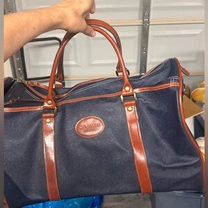 Navy and Brown Men's Bag
